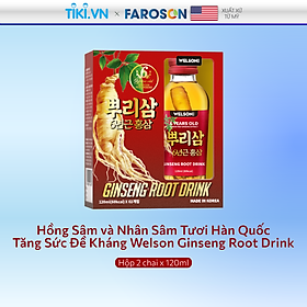 Hồng Sâm và Nhân Sâm Tươi Hàn Quốc Tăng Sức Đề Kháng Welson Ginseng Root Drink 2 chai x 120ml