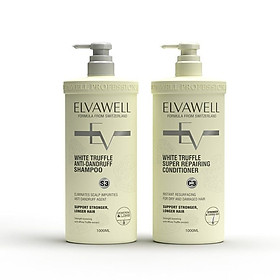 Dầu gội xả giảm gàu siêu suôn mượt Elvawell - 1000ml (Màu trắng)