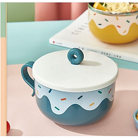 Mua Bát úp mì 2 lớp lõi inox giữ nhiệt chống nóng  bát mì NẮP NHẪN nhiều màu