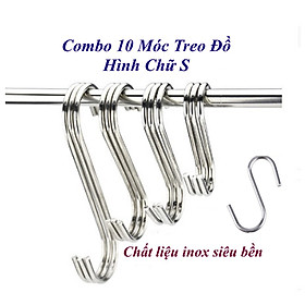 Hình ảnh Combo 10 Móc treo đồ hình chữ S chịu lực Chất liệu inox không gỉ Siêu cứng Chịu lực Chắc chắn Nhiều kích thước Sx tại VN