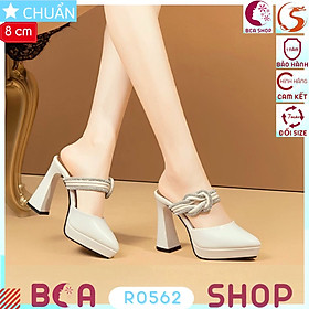 Sục nữ bít mũi cao gót 8 phân RO562 ROSATA tại BCASHOP cách điệu độc đáo với phần quai có nút thắt có viền đá lấp lánh