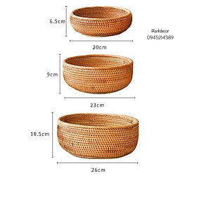 Mua Bát guột mây tròn đựng hoa quả bánh kẹo   rổ mây size 20/23/26cm đồ dùng nhà bếp