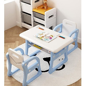 Bộ Bàn Ghế Lắp Ráp Bằng Nhựa Cao Cấp Dành Cho Bé - 1 Bàn Và 2 Ghế