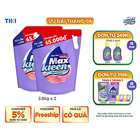 Combo 2 Túi Nước Giặt Xả Maxkleen Hương Hoa Nắng (3.8kg/túi)