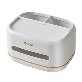 Hộp Đựng Giấy Ăn Để Bàn GonQin Cao Cấp - Có Ngăn Để Đồ Đa Năng, Chất Liệu Nhựa ABS An Toàn Khi Sử Dụng