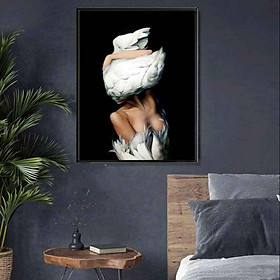 Mua Tranh cô gái nghệ thuật lông vũ 50x70 kèm khung