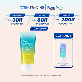 Kem chống nắng nâng tông Skin Aqua Tone up Mint Green cho da trắng có khuyết điểm đỏ, dạng tinh chất Sunplay Skin Aqua Tone Up UV Essence Mint Green SPF 50+ PA++++ 50g