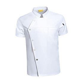 Breathable Chef Coat Jacket Apparel Short Sleeve Clothes for Cooking Hotel Waiter Waitress