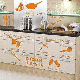 Decal dán tường Dụng cụ làm bếp 1 Trang trí bếp đẹp