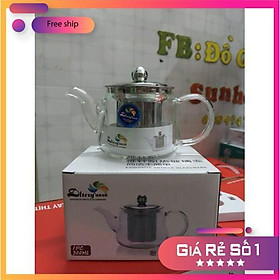 Ấm thủy tinh nhỏ pha trà, cafe có lưới lọc Inox cao cấp 300ml - 650ml - 850ml