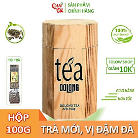 Trà ô long (o long, oolong, olong) cao cấp Quê Ta nguyên chất, nguyên liệu làm trà sữa ngon – Hộp gỗ 100g