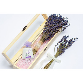 Set hộp quà gỗ hoa Lavender cao cấp nhập khẩu Pháp Wooden Small tặng người yêu, thầy cô dịp 20/10, 20/11, valentine