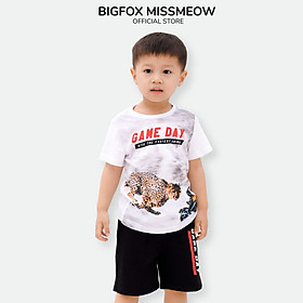 Đồ bộ bé trai cộc tay BIGFOX - MISS MEOW size đại chất cotton phong cách Âu Mỹ in Báo GAME DAY 10 - 37 kg QATE