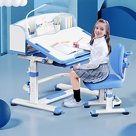 Mua Bàn Ghế Học Sinh Kèm Giá Sách Có Đèn Led Chống Cận Chống Gù Điều Chỉnh Nâng Hạ - Bàn Học Cho Bé Trai Bé Gái 78cm x 59cm