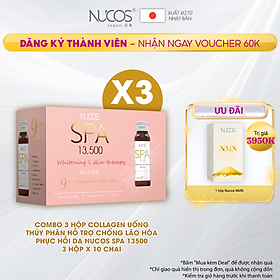 Combo 3 Hộp Collagen uống thủy phân hỗ trợ chống lão hóa phục hồi da Nucos Spa 13500​ 10 chai x 50ml