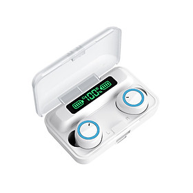 Tai nghe F9-3 Bluetooth 5.1 TWS không dây,điều khiển cảm ứng có hộp sạc 2800mAh và màn hình nguồn Pin Mini-Màu Trắng & xanh