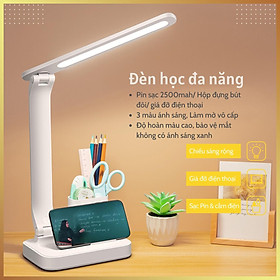Mua Đèn học để bàn Pin sạc 2500 mAh Đựng bút 3 nhiệt độ màu Mặt Thanh Q21-1