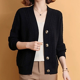 Hình ảnh Áo khoác cardigan nữ dệt kim dáng ngắn len mềm mại phong cách Hàn Quốc freesize dưới 63kg