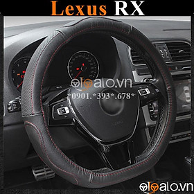 Bọc vô lăng D cut xe ô tô Lexus RX volang Dcut da cao cấp - OTOALO - Đen chỉ đen