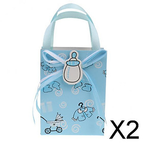 2x12 Cute Girl Boy Baby Shower Candy Gift Bags Tote Birthday Party Favor Blue