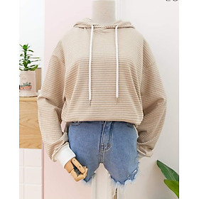 Áo hoodie kẻ sọc ngang phong các Hàn Quốc