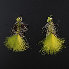 2 Pieces Hand-tied Fly Fishing Lures Nymphs Streamers for Bass Trout Fishing