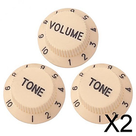 2x1 Volume & 2 Tone Control Switch Knobs for ST Sq Electric Guitar Beige