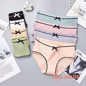Quần lót nữ cotton gân tăm viền đen phối nơ xinh có chọn màu chọn size QL03 - CHILL HOUSE