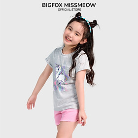 Bộ Bé Gái Miss Meow Bộ Cộc Tay Cho Bé Mùa Hè Chất Cotton In Hình Ngựa Sparkle, Size 3,4,5,6,7,8,9,10,11 Tuổi