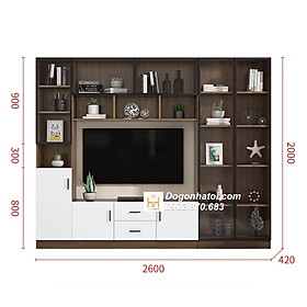 Mua Kệ Tivi Kết Hợp Tủ Trang Trí Tường Cực Đẹp 2m X 2m6 - TR612 (2.300k/m2)