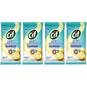 Combo 4 Khăn Ứớt Lau Vật Dụng Cif Siêu Nhanh