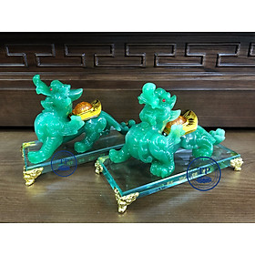 Mua Đôi Tỳ Hưu phong thuỷ Đế Kính màu xanh ngọc TM121128