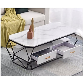 Mua Bàn trà sofa dài  khung kim cương  mặt đá 3D  2 ngăn kéo chứa đồ