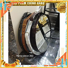 Mua Gương Bỉ 5Ly Tròn Viền Da (Size 50cm) Treo Tường Cao Cấp (hot nhất 2020) + phụ kiện móc treo đầy đủ
