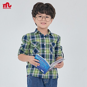 Áo sơ mi kẻ dài tay bé nam Riomio size - phong cách hàn quốc chất liệu mềm mại - RA289
