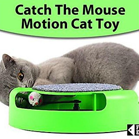 Đồ chơi mèo, đồ chơi mèo với chuột điện, trò chơi tương tác trò chơi điện tử tự động, tốc độ tùy chọn, rắn và bền cho mèo, xe mèo con - màu xanh lá cây xanh
