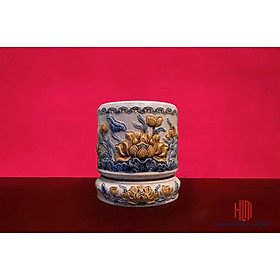 Mua Bát  Hương Men Rạn Đắp Nổi Size 20cm ( Kèm Chân Đế )