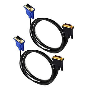2 pack 1.5m Dual Link DVI-I ( 24+5 pin ) Male to VGA Cable Male to Male Cord
