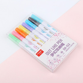 8pcs/set 12pcs/set Colorful Painting Hook Line Pen Set Metal Color Marker Color Pen