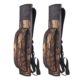 2 Pieces Outdoor Hunting Shooting Back Arrow Quiver Bag Archery Bow Holder Camouflage