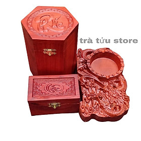 Mua (combo 3 món) hộp đựng chè(trà)  gạt tàn thuốc lá kèm hộp đựng thuốc lào. bộ 3 món từ gỗ hương (mua 1 lần dùng chọn đơi)