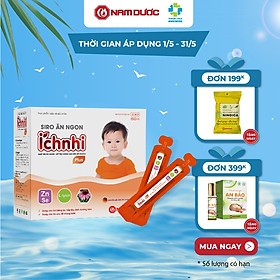 Siro ăn ngon Ích Nhi Plus hộp 20 ống 10ml giúp nâng cao sức đề kháng, tăng chuyển hóa hấp thu dưỡng chất, trẻ ăn ngon