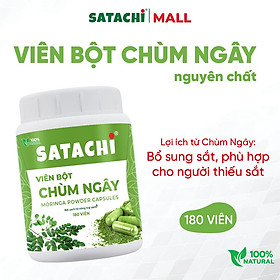 Viên Bột Chùm Ngây Nguyên Chất SATACHI – 100% Lá Chùm Ngây – Dạng Viên Tiện Lợi – Hộp 180 viên