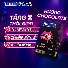 Bao cao su Shell Choco Prolong kéo dài thời gian, hương chocolate - Hộp 10 cái | SHELL CHÍNH HÃNG