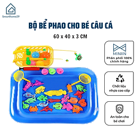 Bộ đồ chơi câu cá trẻ em kèm phao, rổ, vợt, cá, .... - Bể phao câu cá cho bé  cao cấp loại 1, an toàn  - Chính hãng MINIIN 