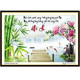Mua Tranh thêu cha mẹ cành trúc hoa mẫu đơn LV3537 - kích thước: 75 * 51cm. (TRANH CHƯA LÀM)