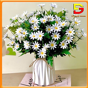 Mua Bình Hoa Để Bàn Hoa Giả Cúc Họa Mi Trắng Cao Cấp Trang Trí Nhà Cửa Cao 35cm DG-180