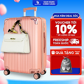 Vali du lịch BAMOZO 8809 vali kéo nhựa được bảo hành 5 năm - Vàng Hồng - size 28