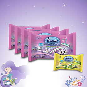 Combo 4 + 1 Gói Khăn ướt lau sàn kháng khuẩn tiện dụng IHomeDa - Hương Cam chanh Kháng Khuẩn - Hương Hoa Thơm Ngát ( 10 miếng ) - Combo 4 + 1 iHomeda anti bacteria floor and kitchen wet wipes - Orange Lime Scent ( 10 sheets per package)