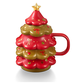 Cốc Sứ Mug Starbucks 12Oz  XMAS TREE RED AND GRN